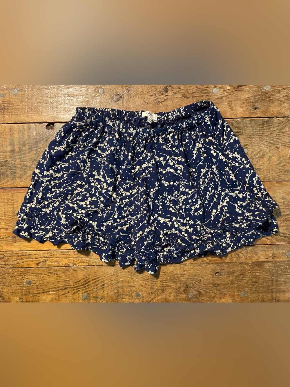 dylan Navy and Cream Floral Smocked Top